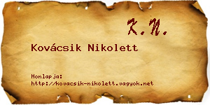 Kovácsik Nikolett névjegykártya